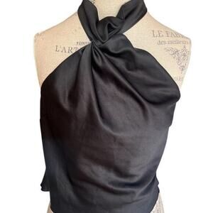 Topshop halter top. Black, twist neck with tie, size 6